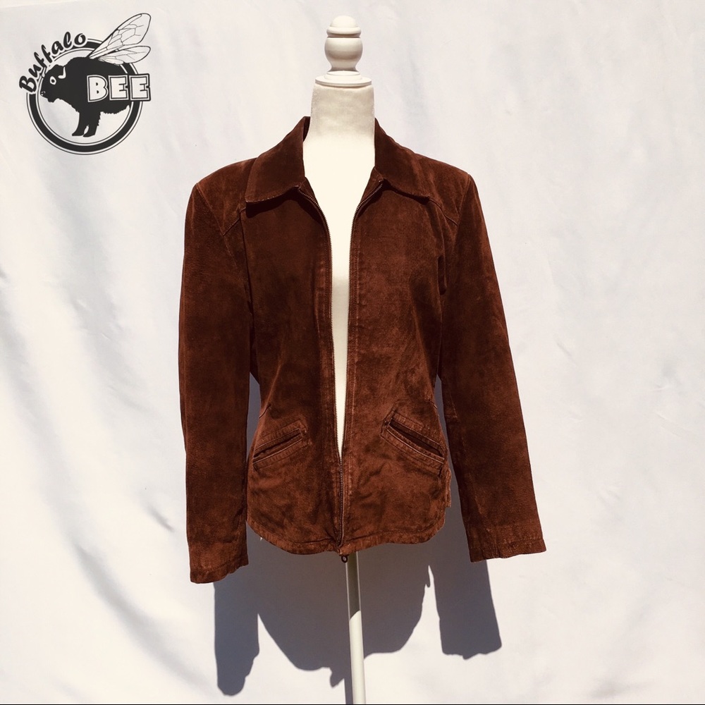 Colebrook & Co. 100% suede leather zip up jacket L